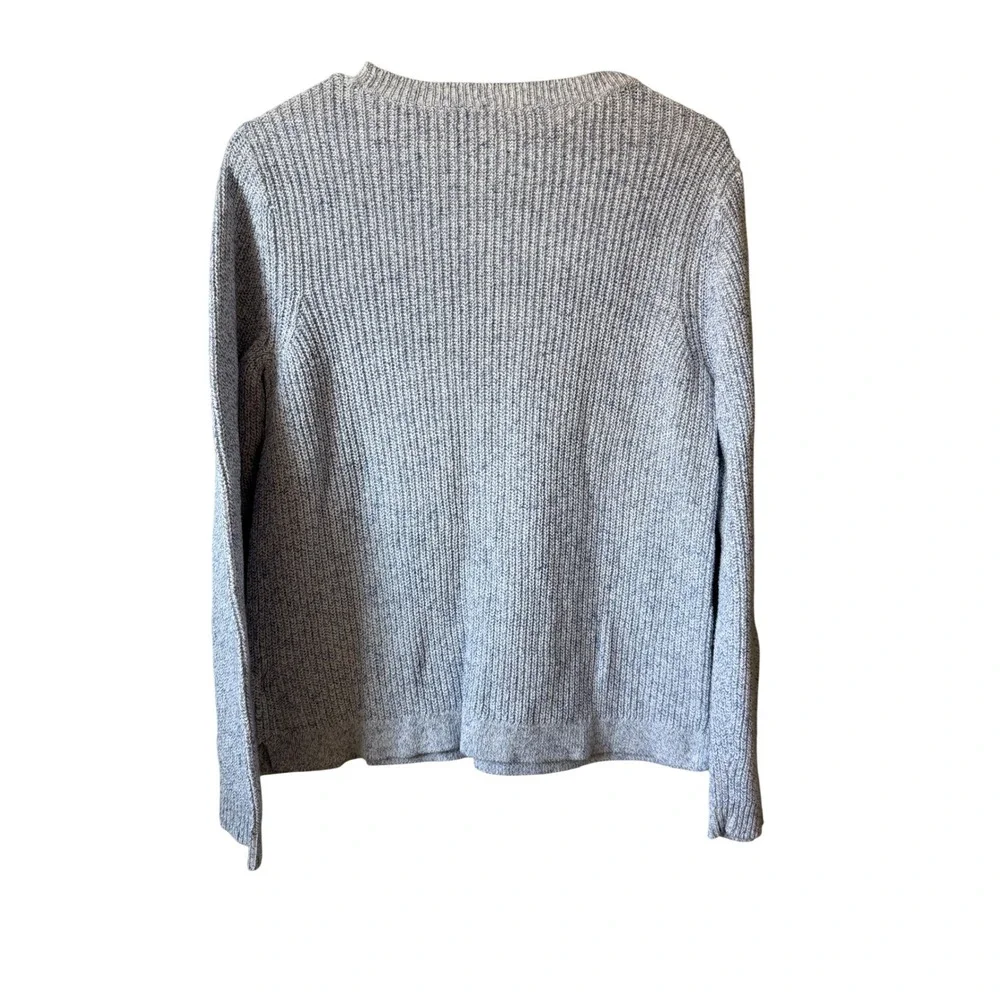 Talbots‎ Womens Blue White Marled Ribbed Knit Crew Neck Pullover Sweater Size M